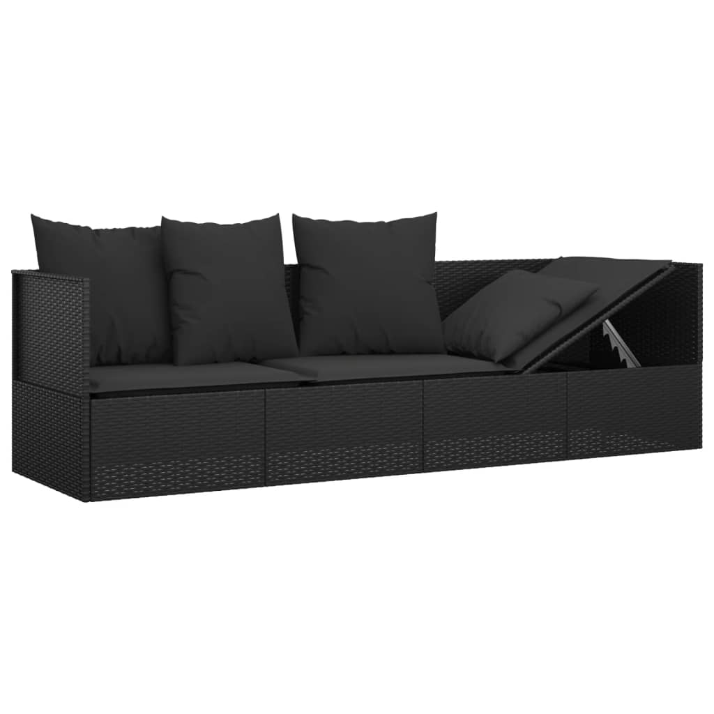 Loungebed Met Kussens Poly Rattan