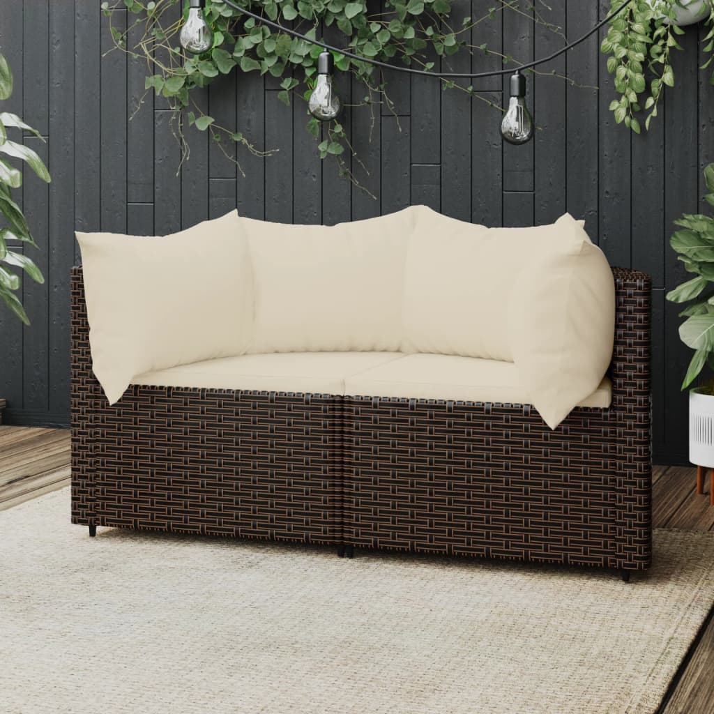 3-Delige Loungeset Met Kussens Poly Rattan