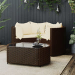 -Delige Loungeset Met Kussens Poly Rattan