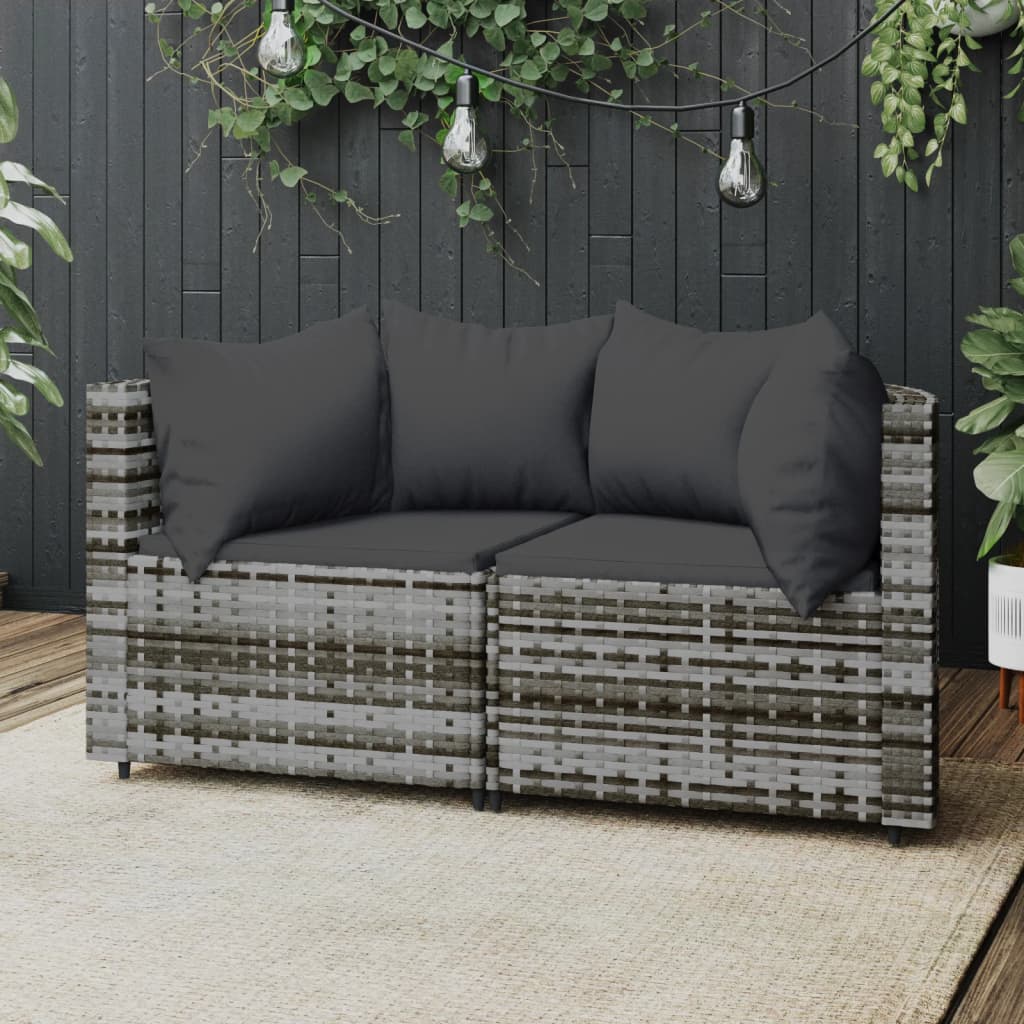 3-Delige Loungeset Met Kussens Poly Rattan