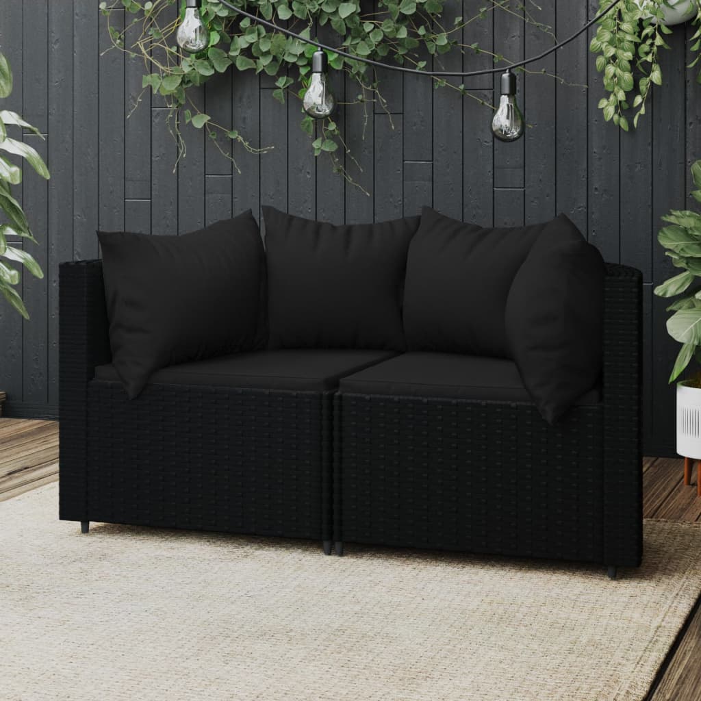 3-Delige Loungeset Met Kussens Poly Rattan