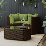 -Delige Loungeset Met Kussens Poly Rattan