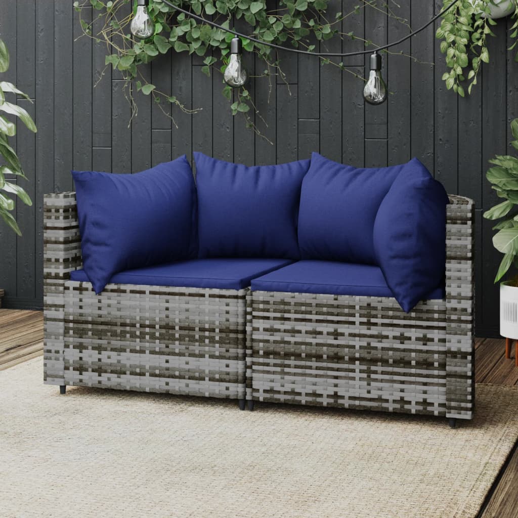 3-Delige Loungeset Met Kussens Poly Rattan