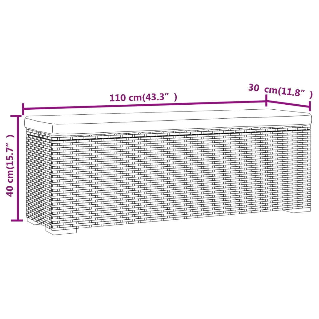 Voetenbankje Met Kussen 0X30X40 Cm Poly Rattan