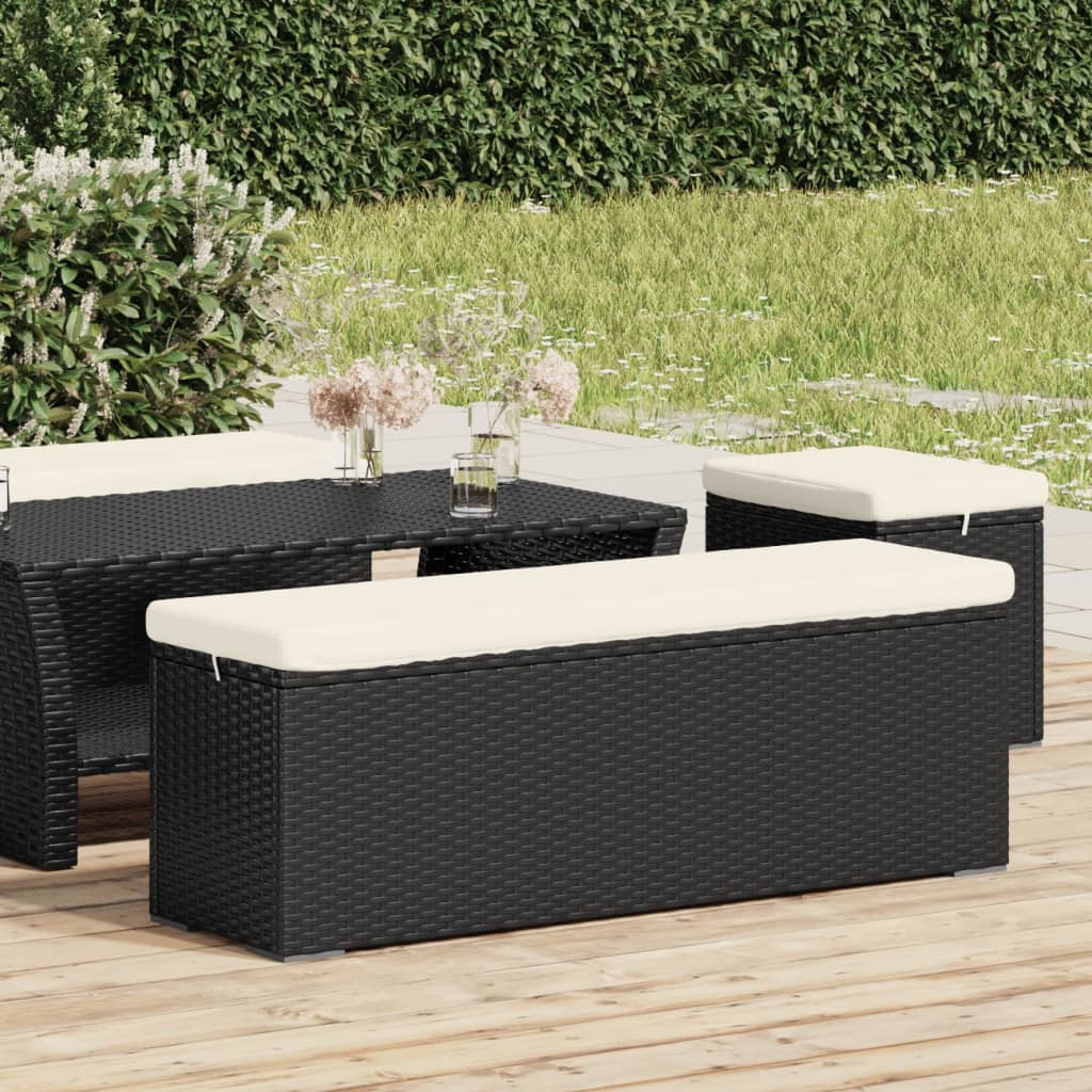 Voetenbankje Met Kussen 0X30X40 Cm Poly Rattan