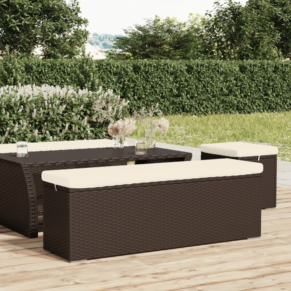 Voetenbankje Met Kussen 0X30X40 Cm Poly Rattan