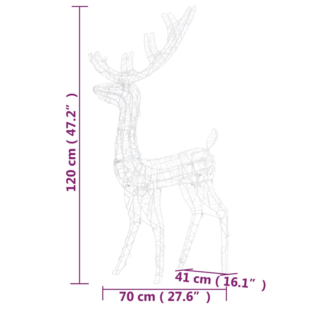 Kerstversieringen Rendier 120 Cm Acryl Warmwit