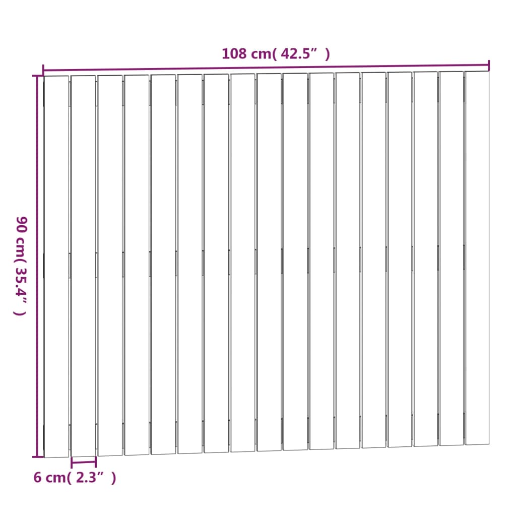 Wandhoofdbord 108X3X90 Cm Massief Grenenhout Honingbruin