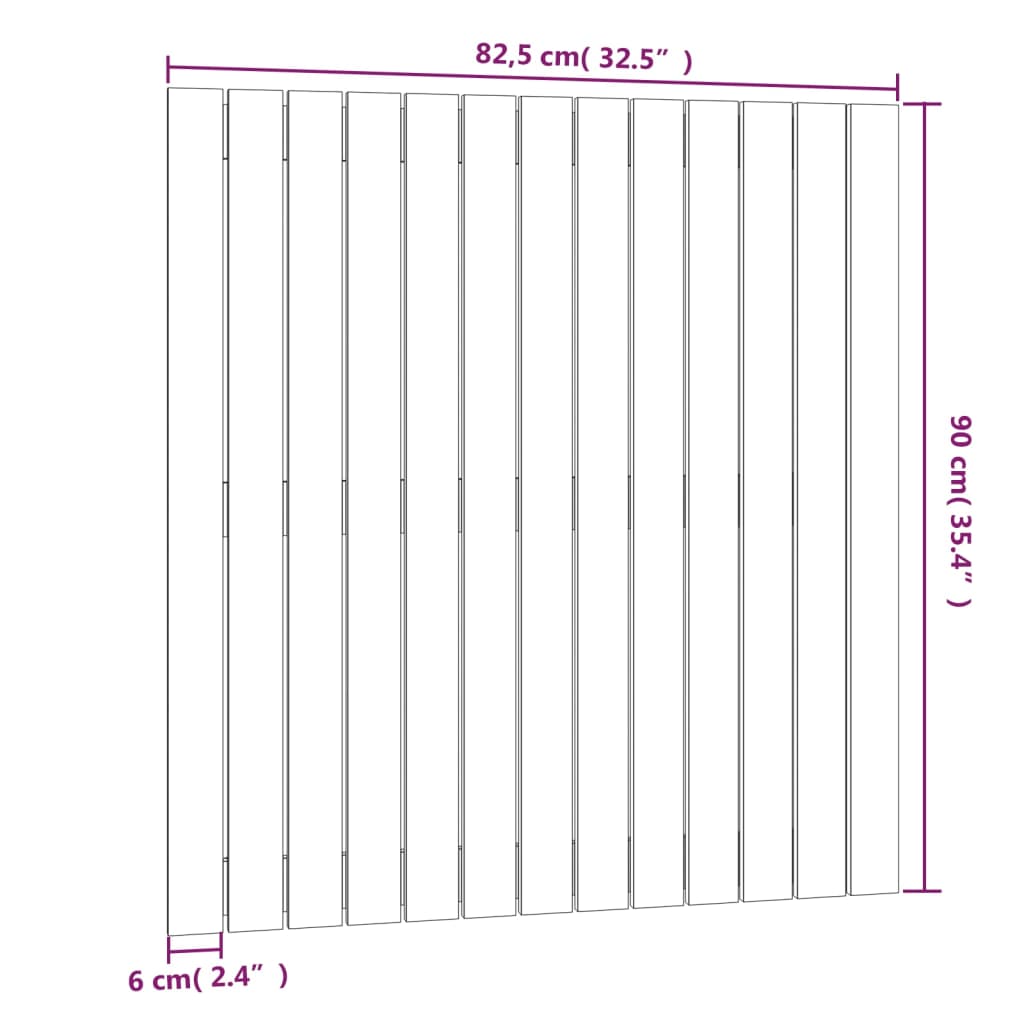 Wandhoofdbord 82,5X3X90 Cm Massief Grenenhout Wit