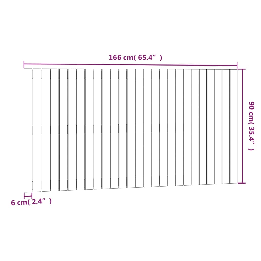 Wandhoofdbord 166X3X90 Cm Massief Grenenhout Zwart