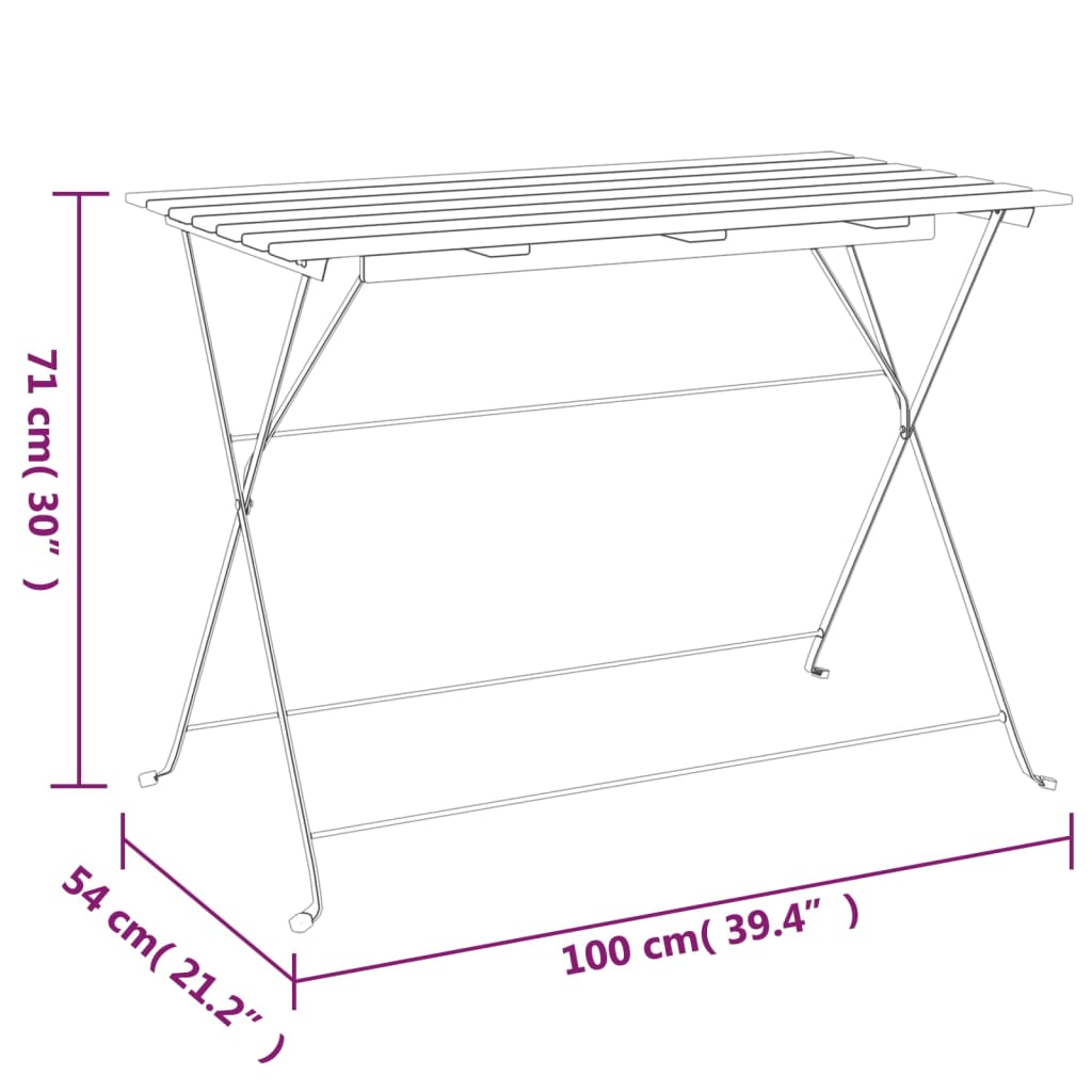 Bistrotafel Inklapbaar 00X54X7 Cm Massief Acaciahout En Staal