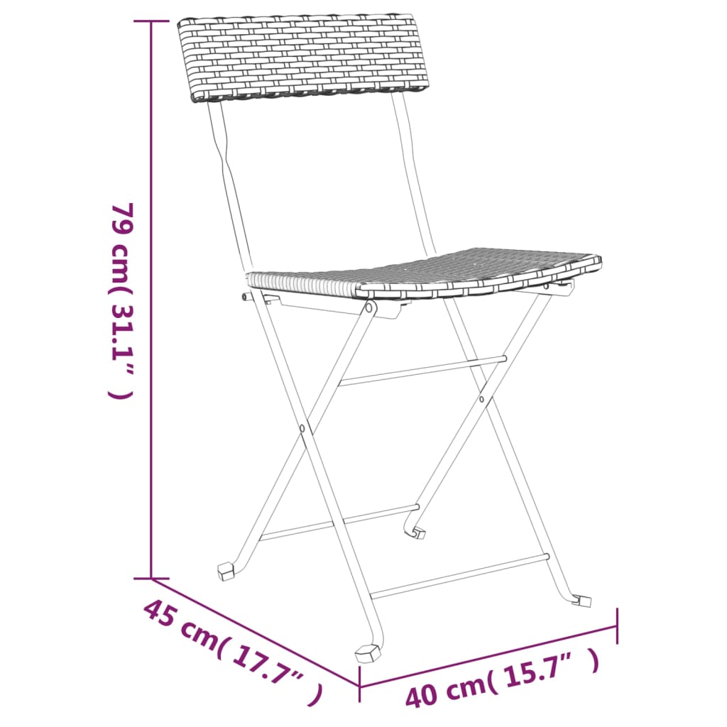 -Delige Bistroset Inklapbaar Poly Rattan