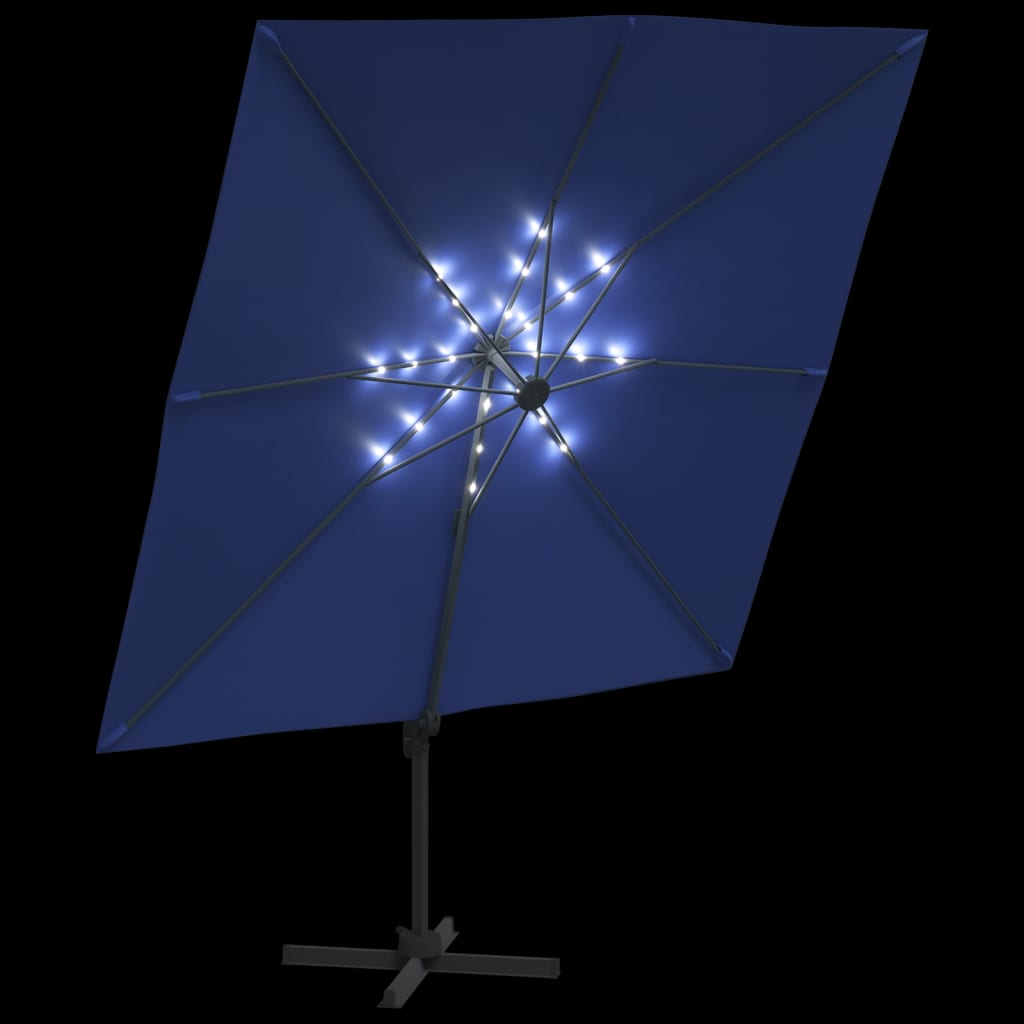 Zweefparasol Met Led-Verlichting 400X300 Cm Azuurblauw