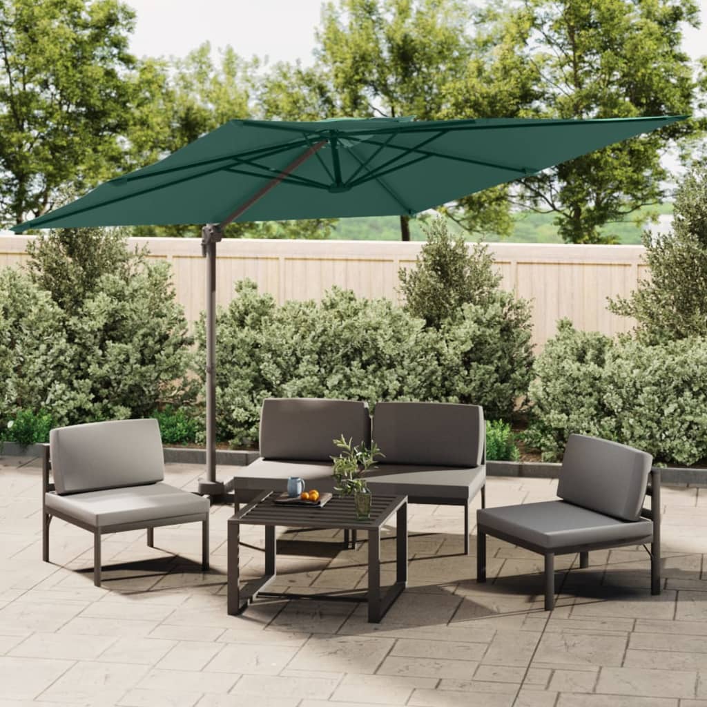 Zweefparasol Met Dubbele Bovenkant 400X300 Cm Groen