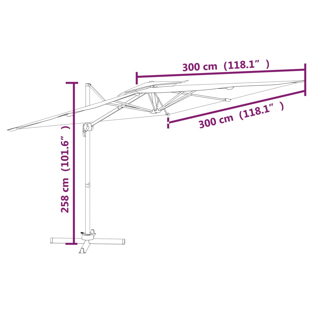 Zweefparasol Met Dubbel Dak 300X300 Cm