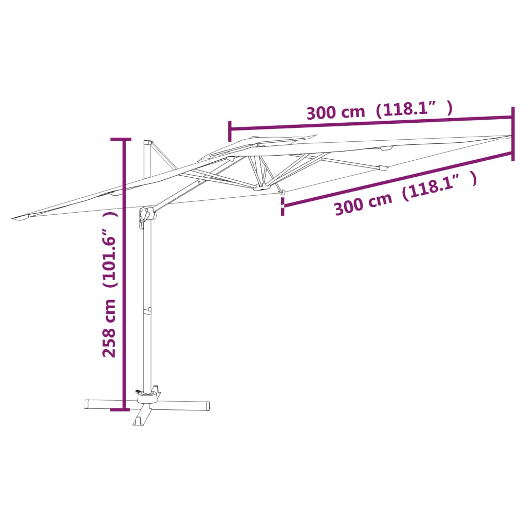 Zweefparasol Met Dubbele Bovenkant 300X300 Cm Terracotta