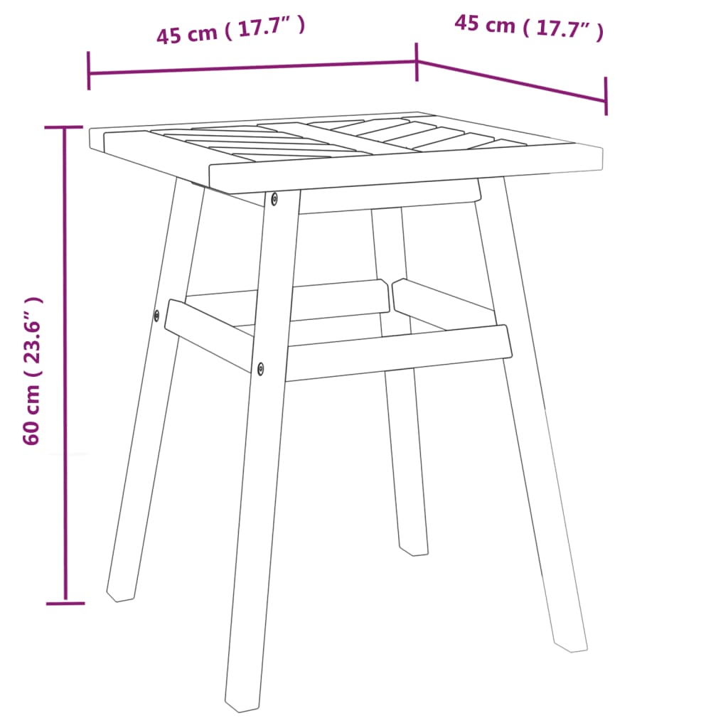 Bijzettafel 45X45X60 Cm Massief Acaciahout