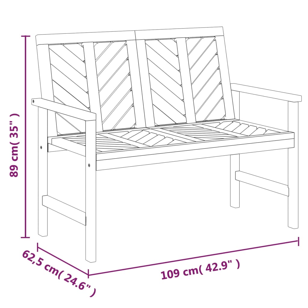 2-Delige Loungeset Massief Acaciahout Crème