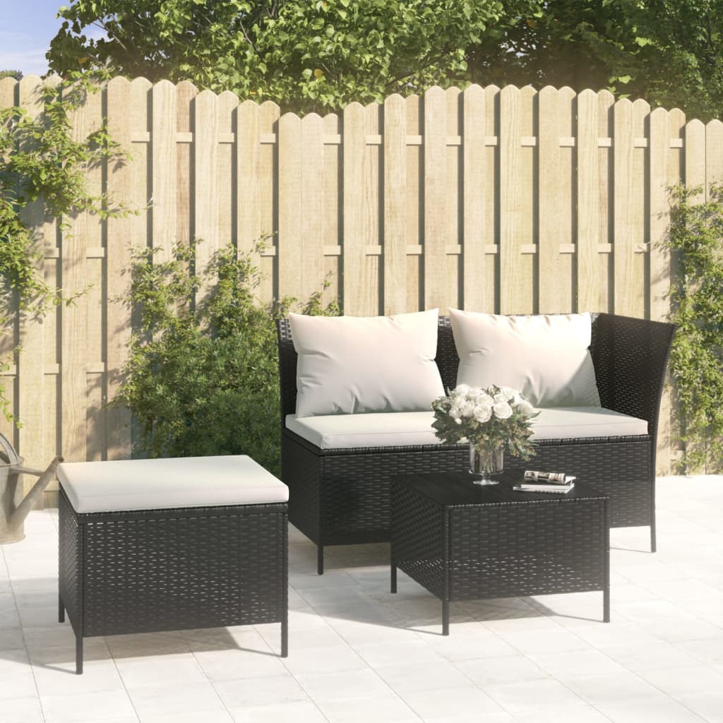 -Delige Loungeset Met Kussens Poly Rattan