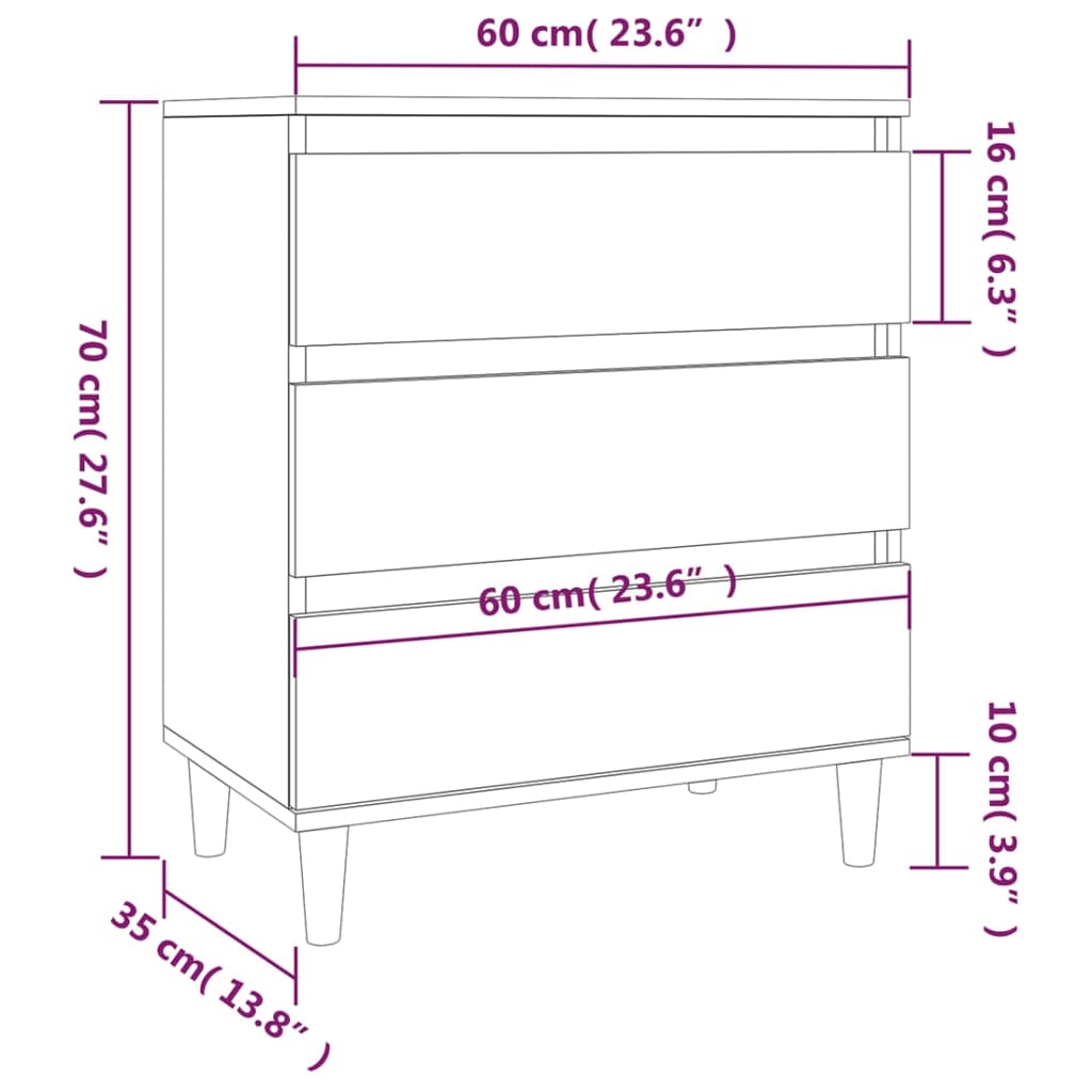 Dressoir 60X35X70 Cm Bewerkt Hout Kleurig