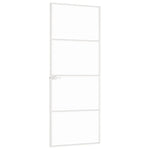 Binnendeur 76X201,5 Cm Gehard Glas En Aluminium Smal Wit En Transparant