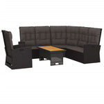 -Delige Loungeset Met Kussens Poly Rattan