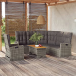 -Delige Loungeset Met Kussens Poly Rattan