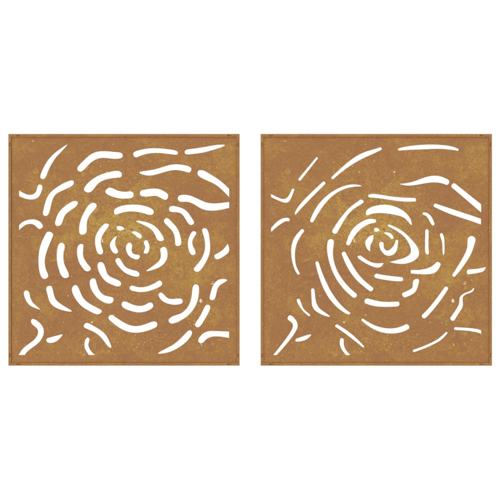 Wanddecoratie Tuin 2 St Rozenontwerp 55X55 Cm Cortenstaal