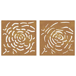 Wanddecoratie Tuin 2 St Rozenontwerp 55X55 Cm Cortenstaal