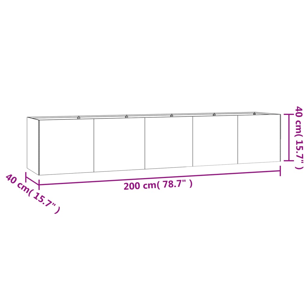 Plantenbak Verhoogd 200X40X40 Cm Cortenstaal