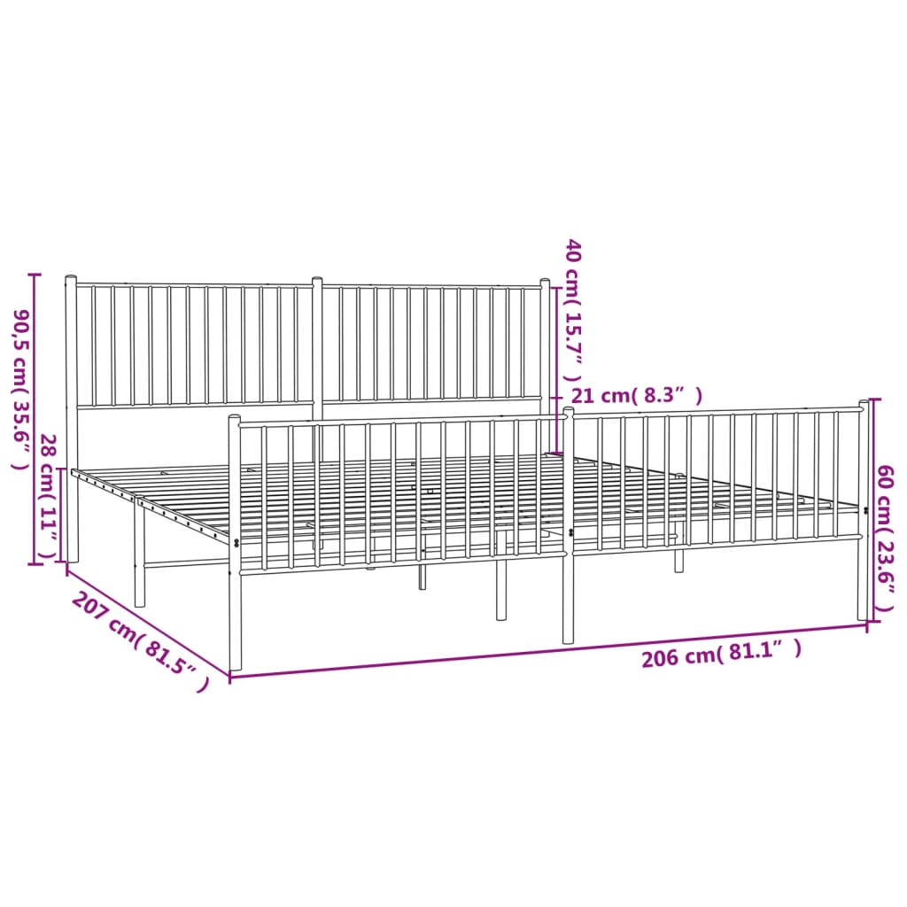 Bedframe Met Hoofd- En Voeteneinde Metaal