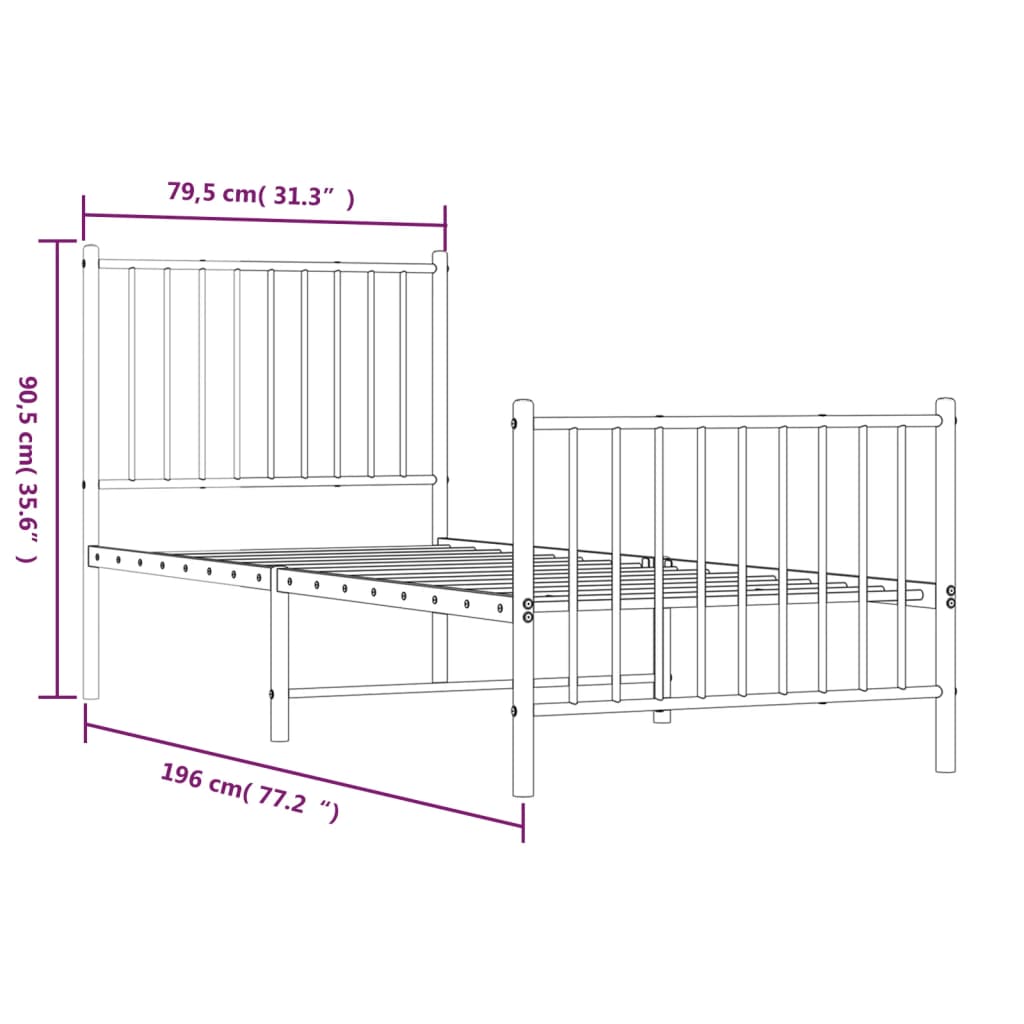 Bedframe Met Hoofd- En Voeteneinde Metaal