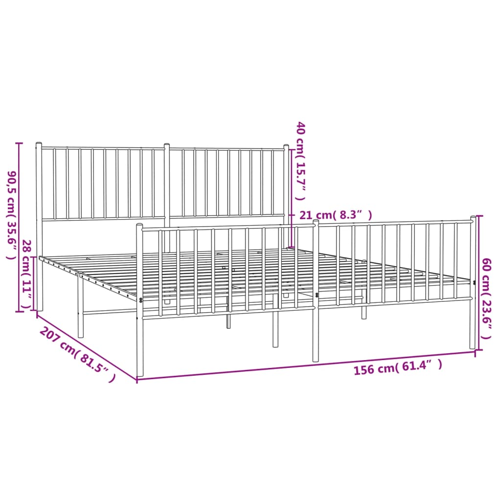 Bedframe Met Hoofd- En Voeteneinde Metaal