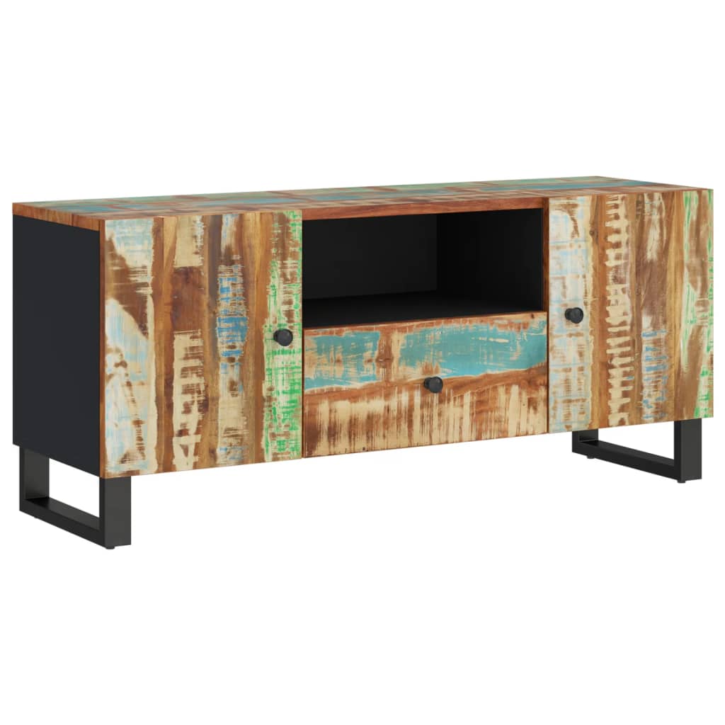 Tv-Meubel 05X33,5X46 Cm Massief Hout Gerecycled Bewerkt Hout