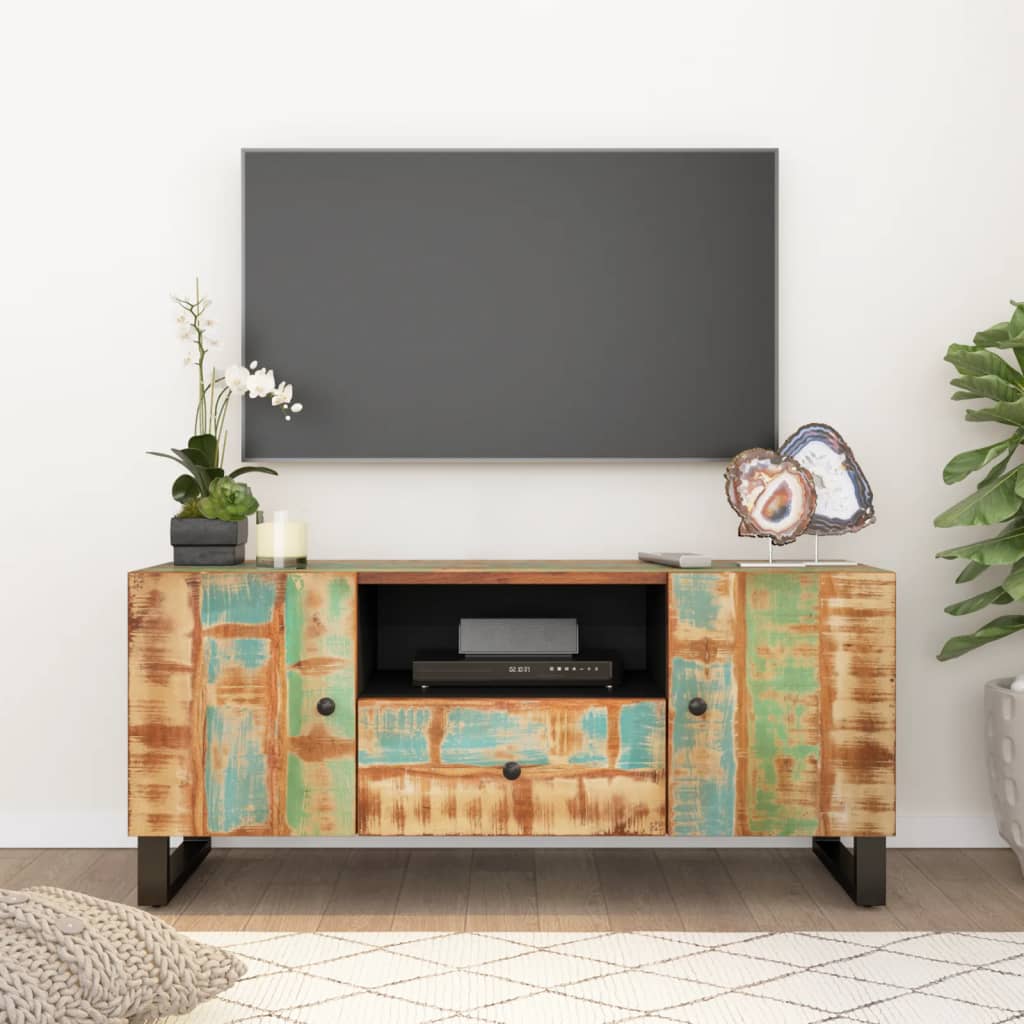 Tv-Meubel 05X33,5X46 Cm Massief Hout Gerecycled Bewerkt Hout