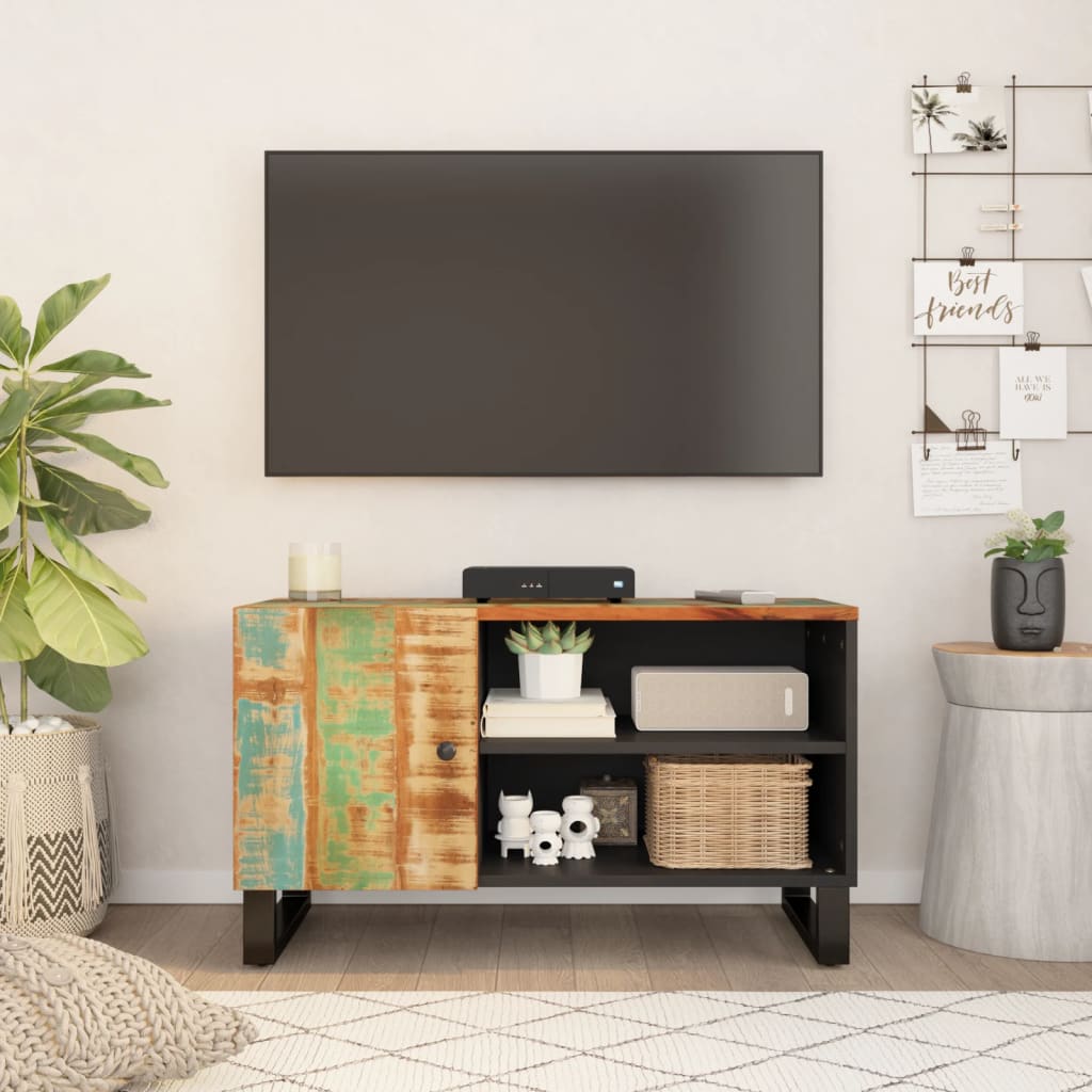 Tv-Meubel 80X33X46 Cm Massief Mangohout En Bewerkt Hout