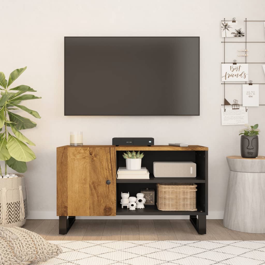 Tv-Meubel 80X33X46 Cm Massief Mangohout En Bewerkt Hout
