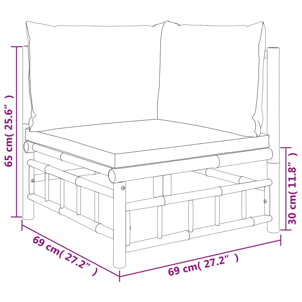 2-Delige Loungeset Met Kussens Bamboe