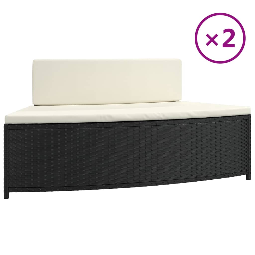 Spa-Bankjes Met Kussens 2 St Poly Rattan