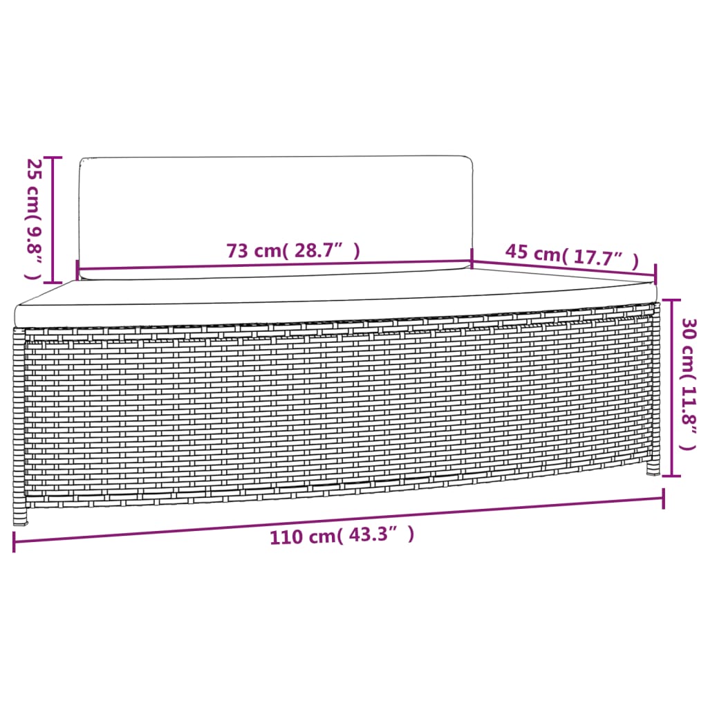 Spa-Bankjes Met Kussens 2 St Poly Rattan