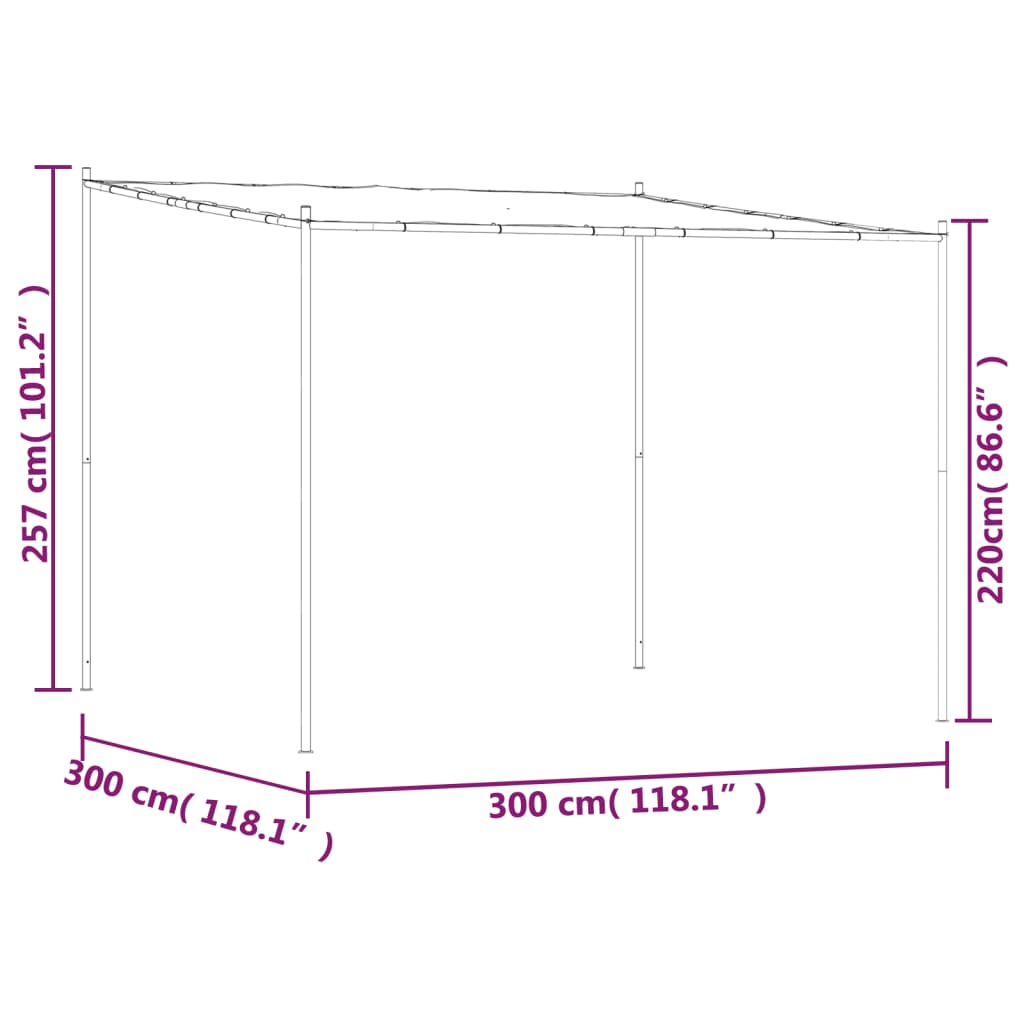 Prieel 3X3 M 180 G/M² Stof En Staal Beige