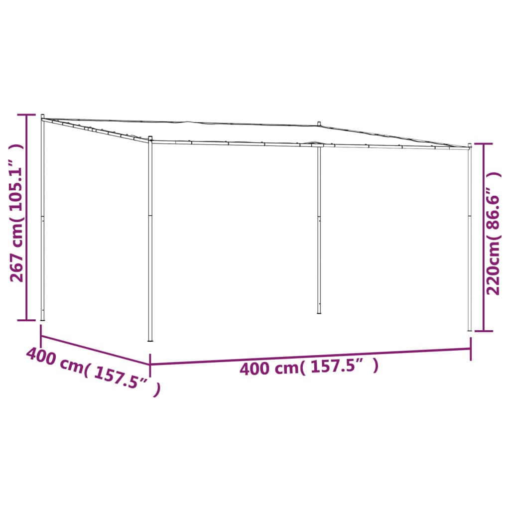 Prieel 4X4 M 180 G/M² Stof En Staal Antracietkleurig Lichtgrijs