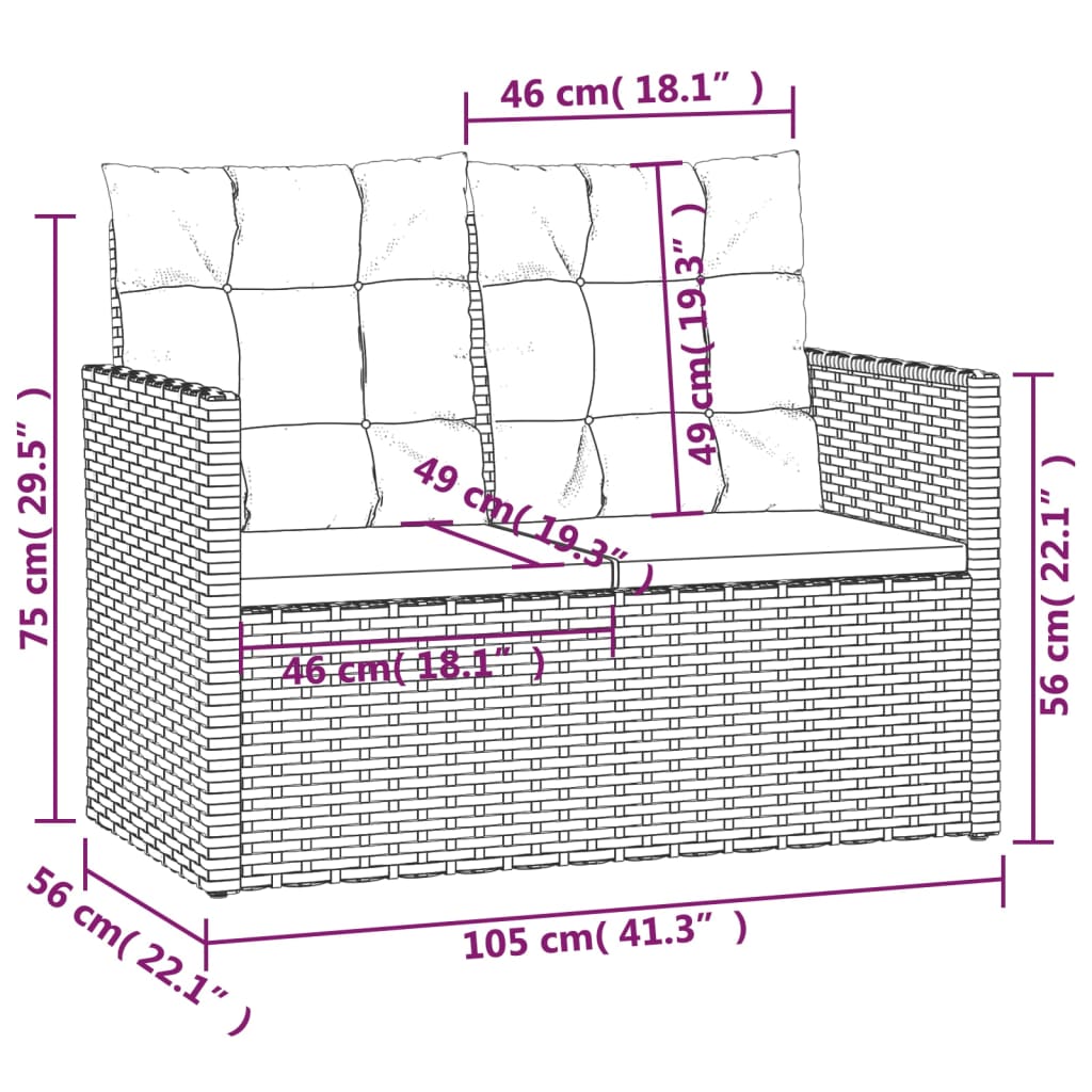 Tuinbank Met Kussens 05 Cm Poly Rattan