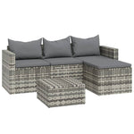 -Delige Loungeset Met Kussens Poly Rattan