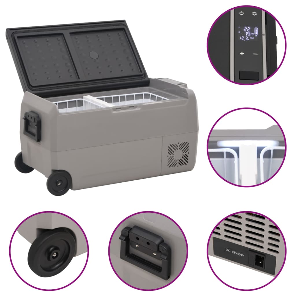 Koelbox Met Wielen En Adapter Pp En Pe Zwart En Grijs