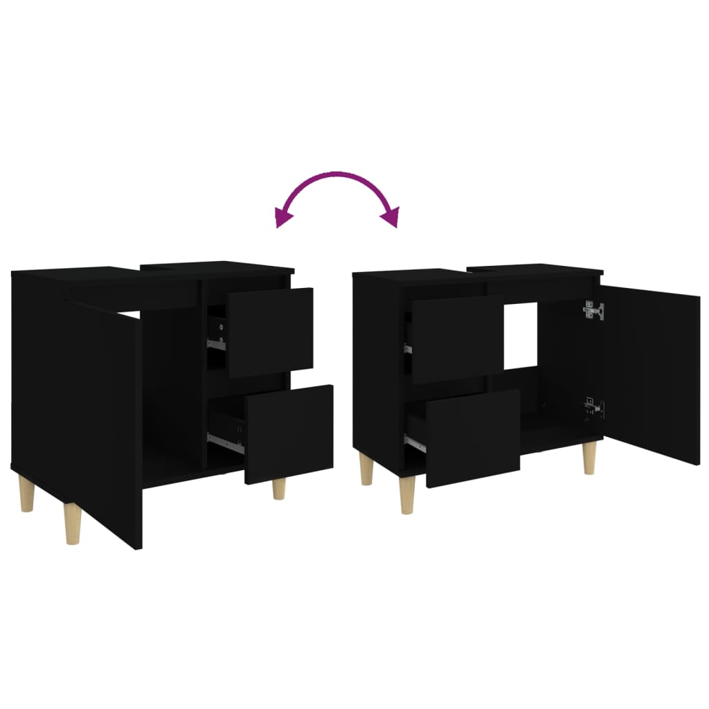 Badkamerkast 65X33X60 Cm Bewerkt Hout