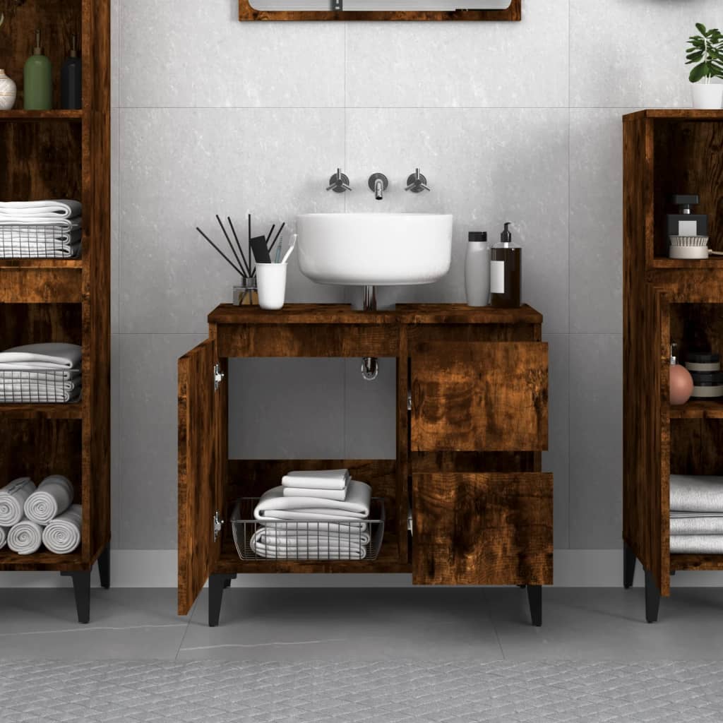 Badkamerkast 65X33X60 Cm Bewerkt Hout Kleurig