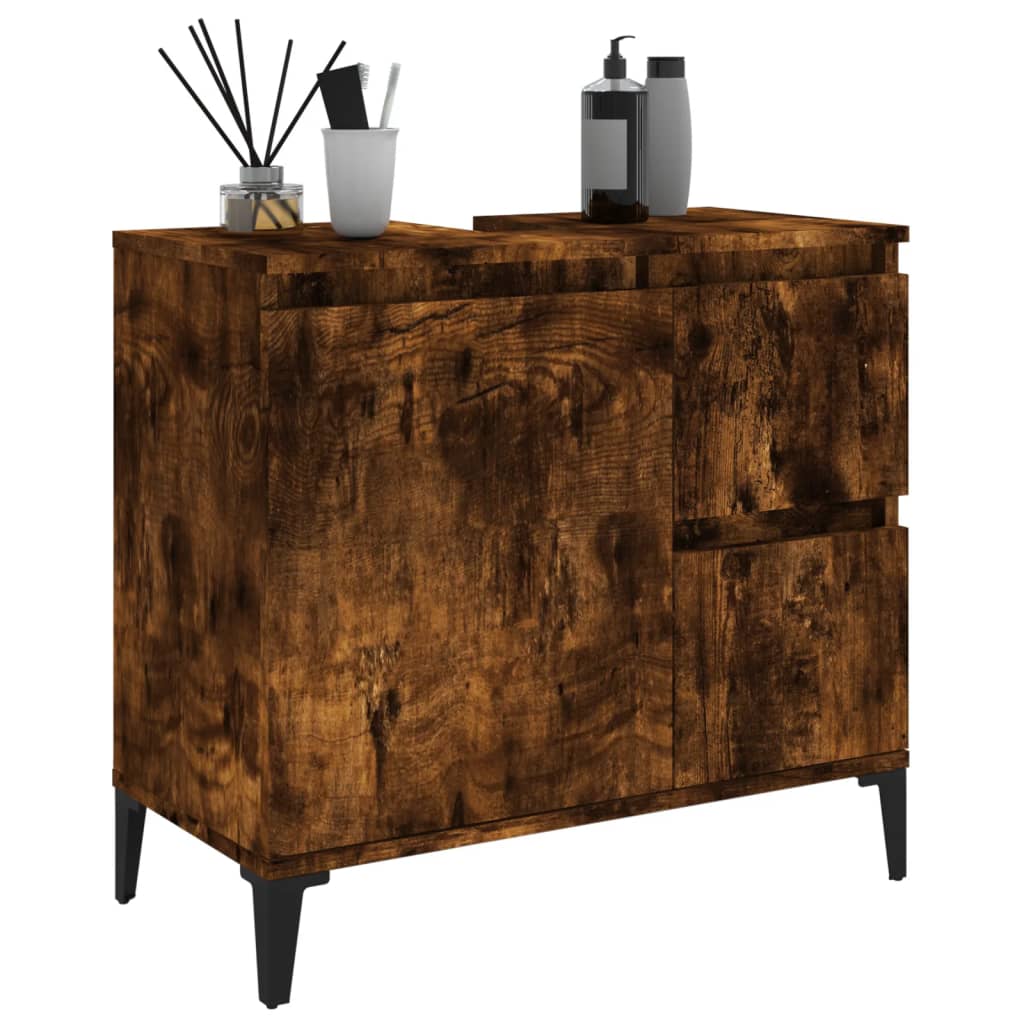 Badkamerkast 65X33X60 Cm Bewerkt Hout Kleurig