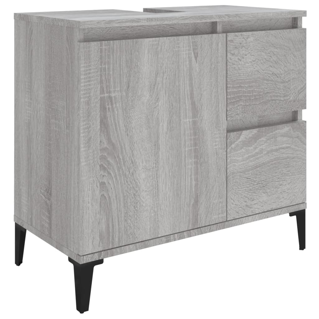 Badkamerkast 65X33X60 Cm Bewerkt Hout Eikenkleurig
