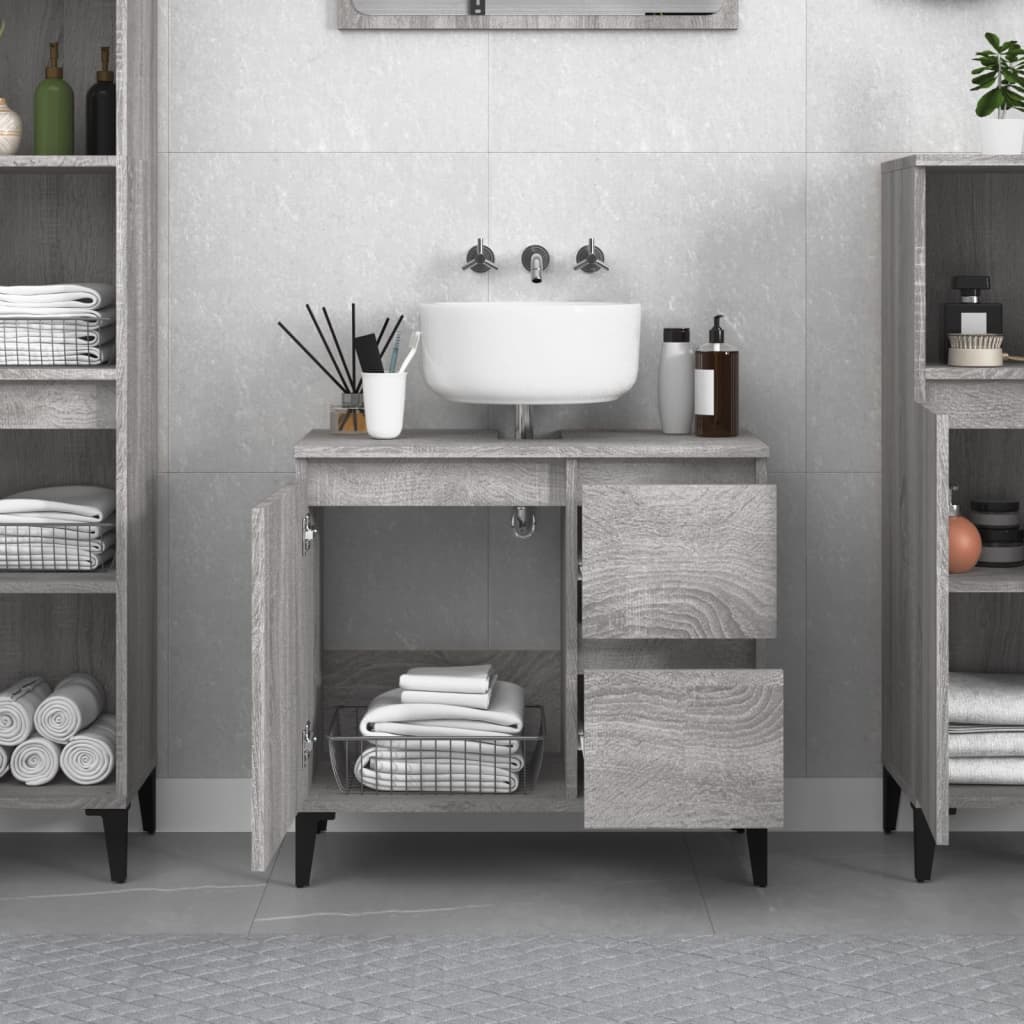 Badkamerkast 65X33X60 Cm Bewerkt Hout Eikenkleurig